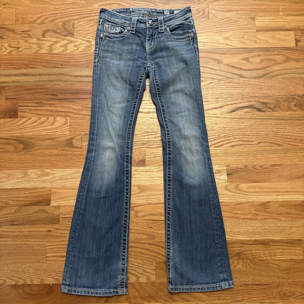 Miss Me Jeans Blue Bootcut Embroidered Rhinestone JK5616B / Girls Size 10